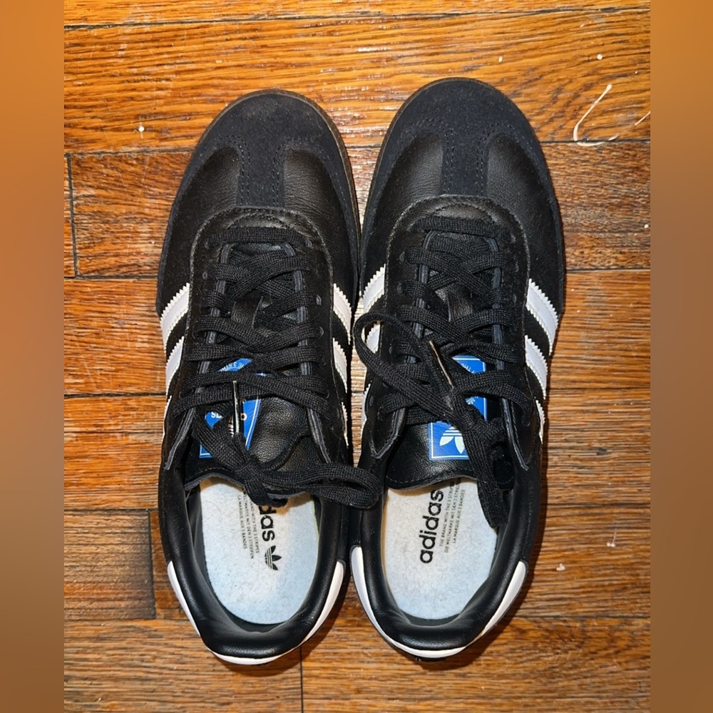 Adidas Men's Black Sneakers with White Stripes